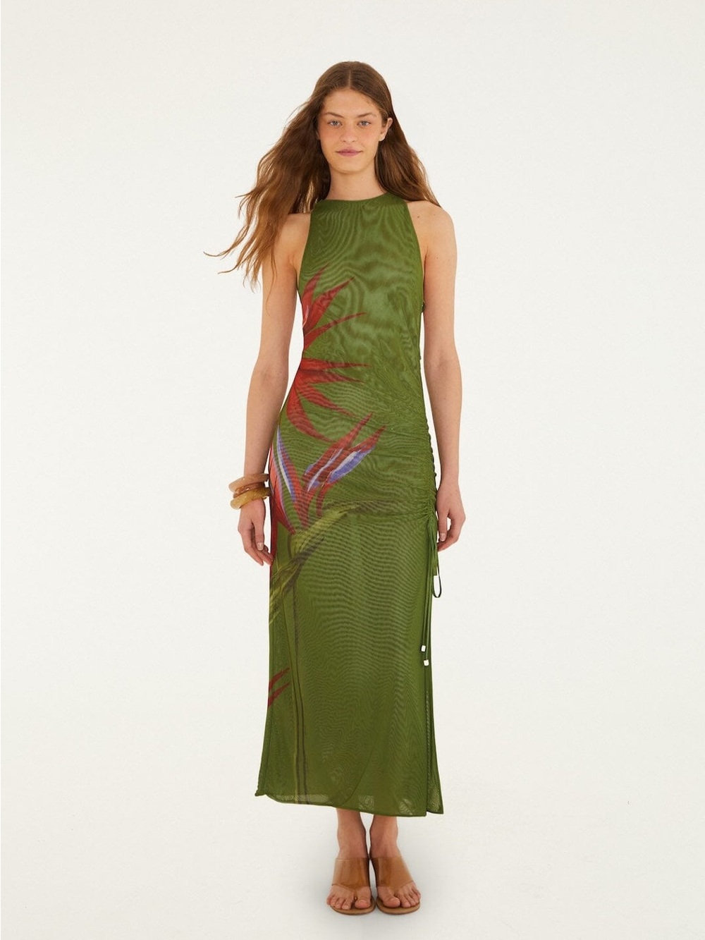 FARM RIO Dark Green Strelitzia Maxi Dress Coverup